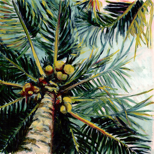 Under a palm tree