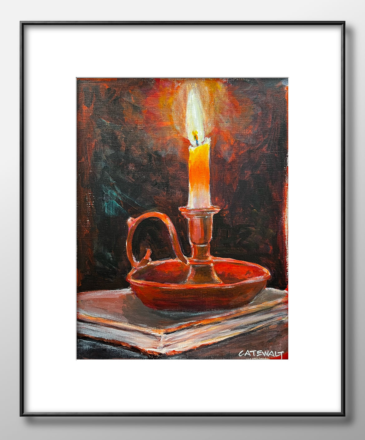 Single lit candle