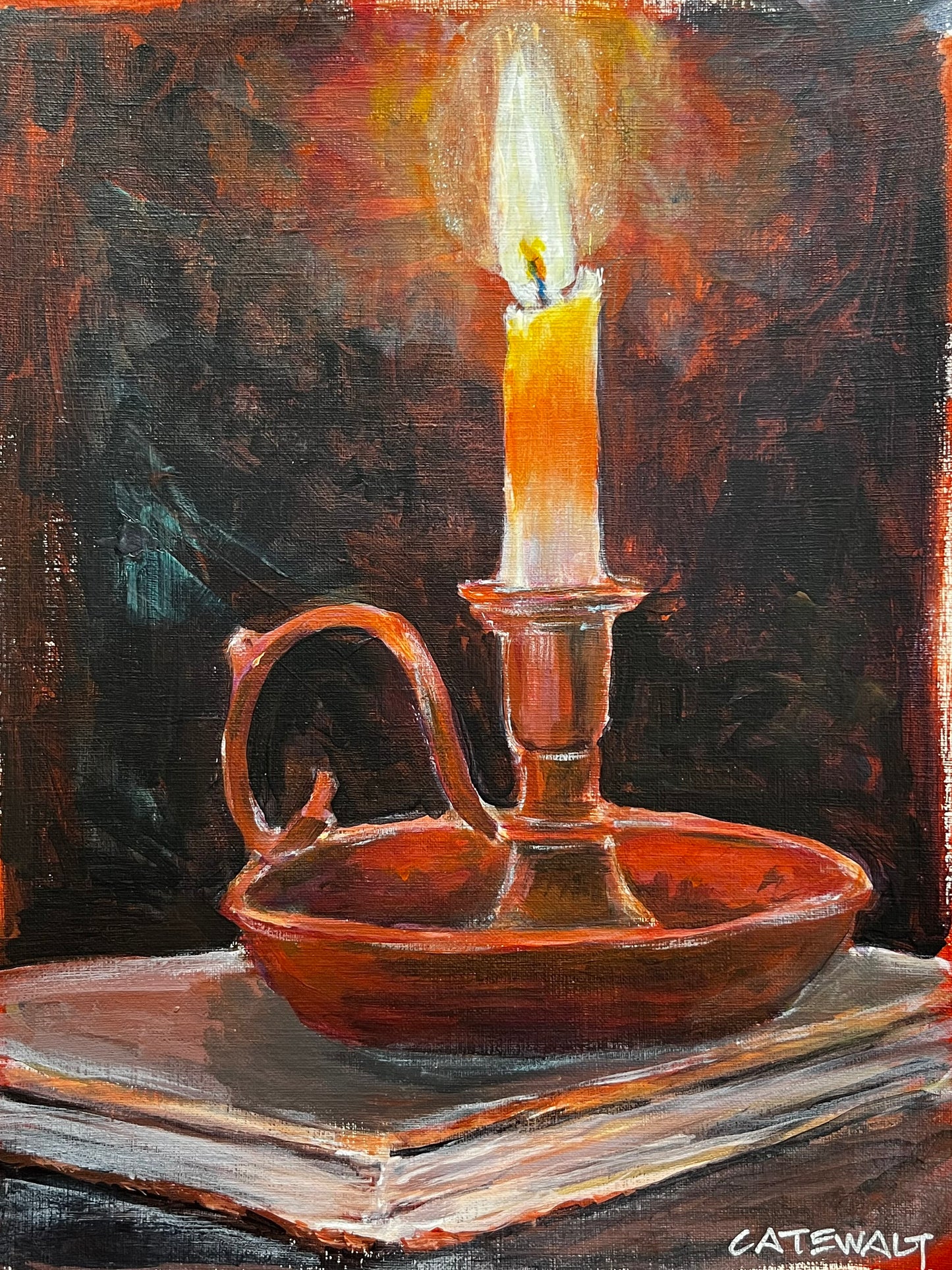Single lit candle