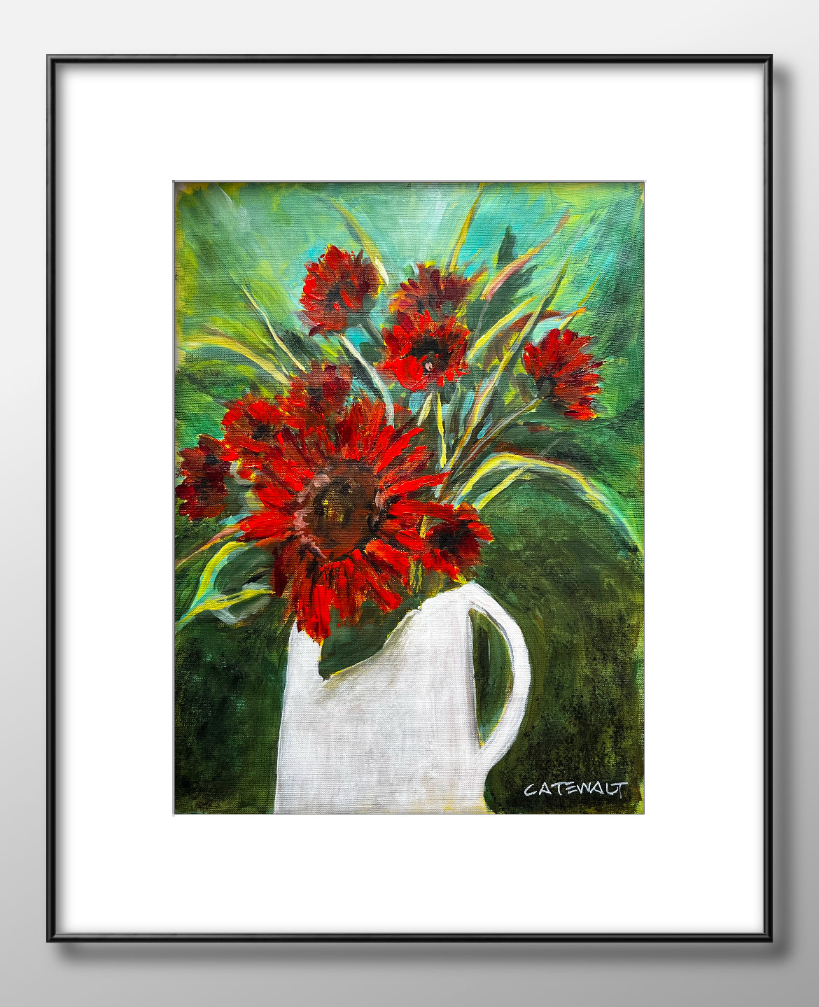 Red floral in white vase